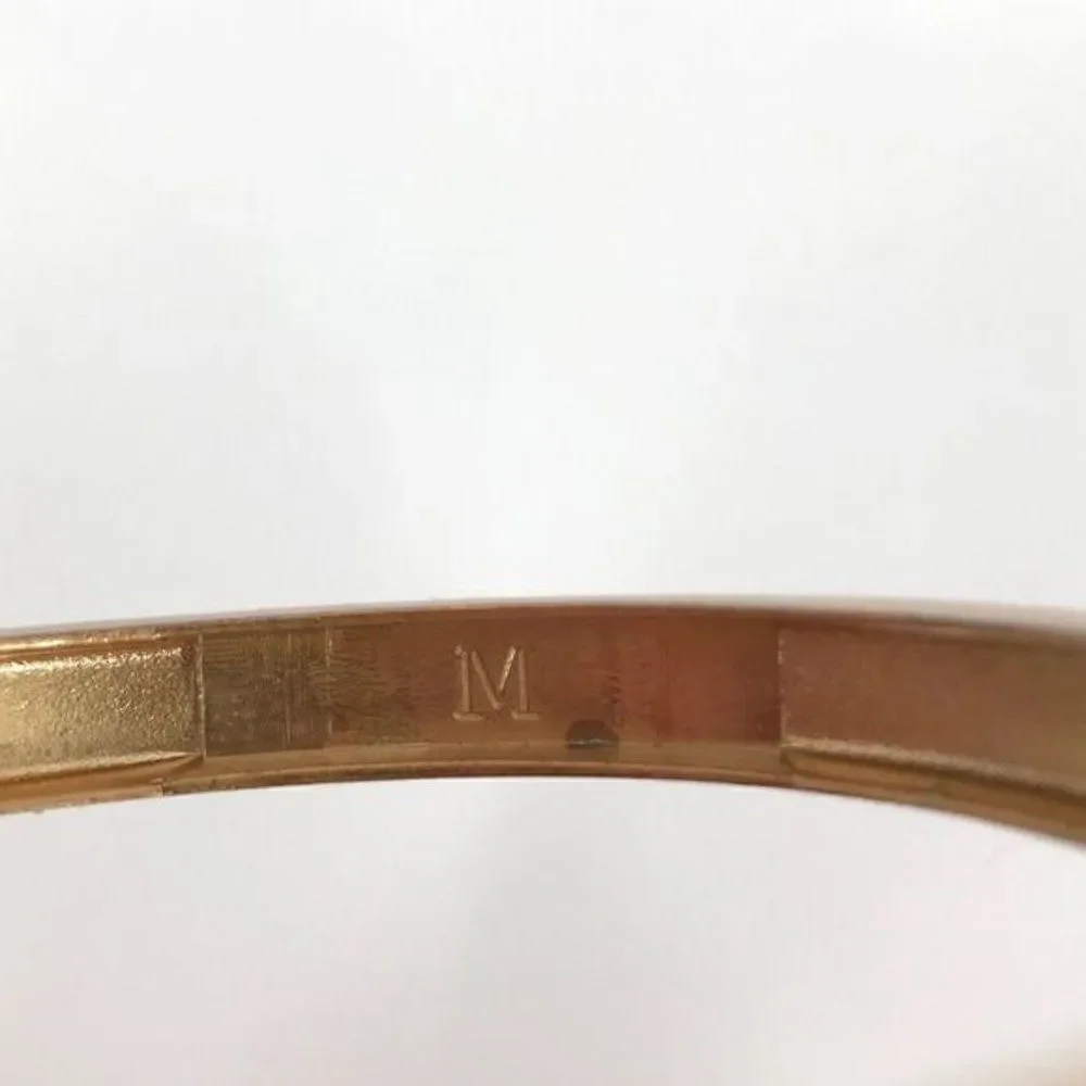 Lia Sophia “On Point” gold tone green bangle bracelet tribal aztec size medium‎